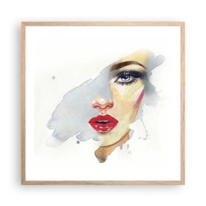 Poster in einem Rahmen aus heller Eiche - Abspiegeln in einem Wassertropfen - 60x60 cm