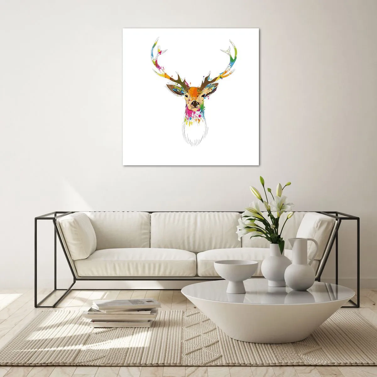 Glasbild - Bild auf glas - Ein mildes Reh in Farbe getaucht - 30x30 cm