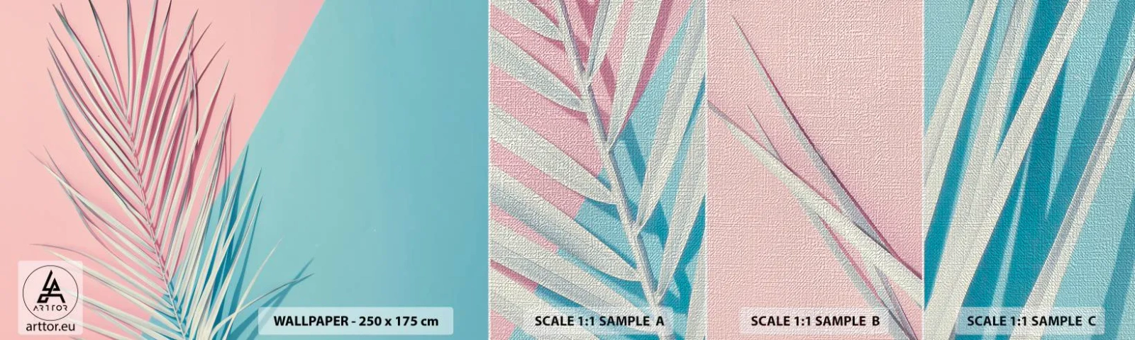 Fototapeten Muster Premium Canvas - Tropischer Eindruck - Palmblatt, Abstraktion, Grafik - 100x30 cm