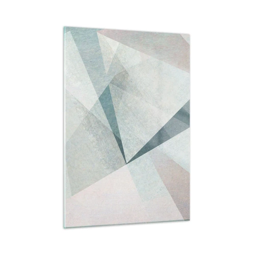 Glasbild - Bild auf glas - Geometrische Formen in Pastelltönen von Grün und Blau - 50x70cm - Einfach aber dynamisch - Moderne Wanddekoration für Wohnzimmer und Schlafzimmer ARTTOR