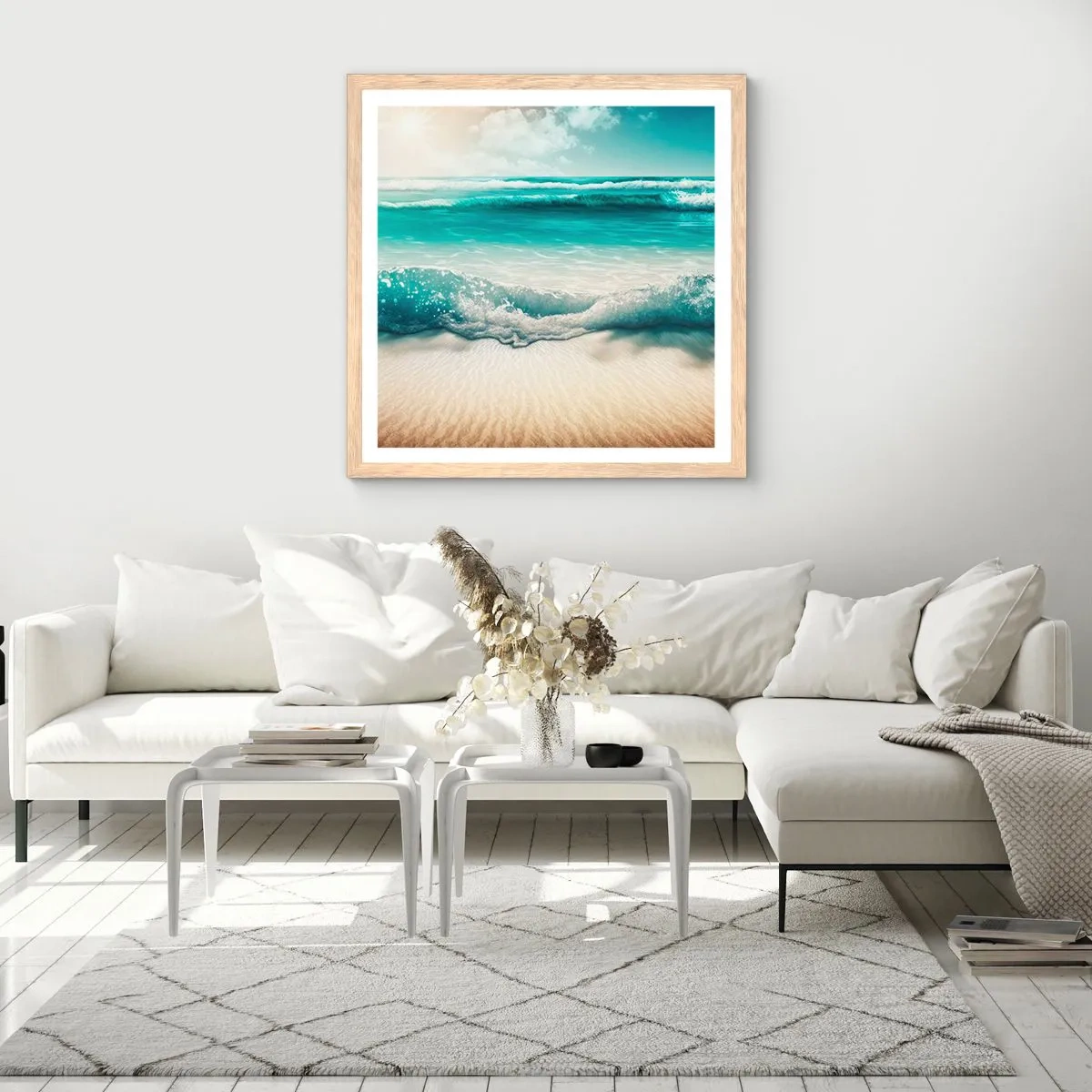 Poster in einem Rahmen aus heller Eiche - Frieden des Ozeans - 50x50 cm
