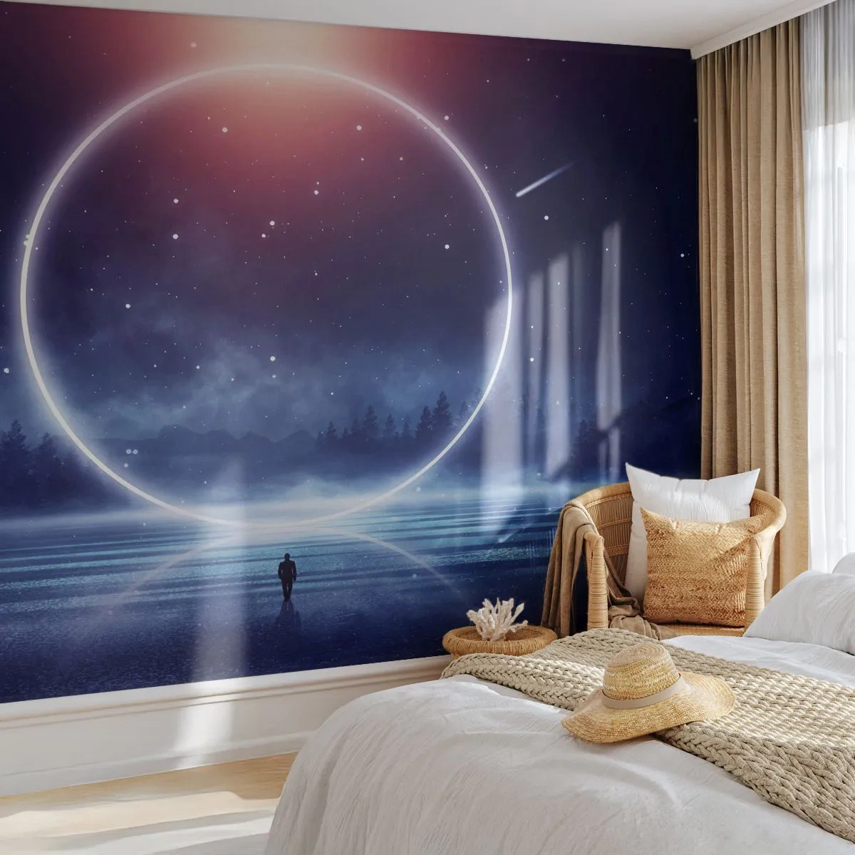 Selbstklebende Fototapete Deluxe Sticker - Sie sind schon da ... - Fantasie, Kosmos, Landschaft - 100x70 cm