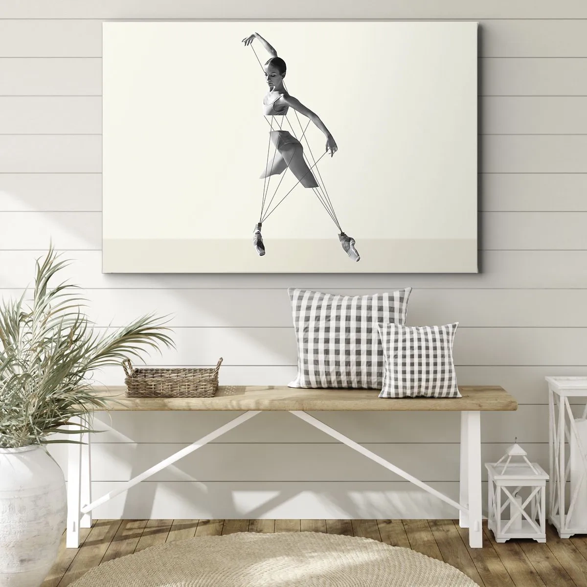 Bild auf Leinwand - Leinwandbild - Ballerina in geometrischer Interpretation mit Linien - 100x70cm - Im Theater der Welt - Moderne Wanddekoration für Wohnzimmer und Schlafzimmer ARTTOR