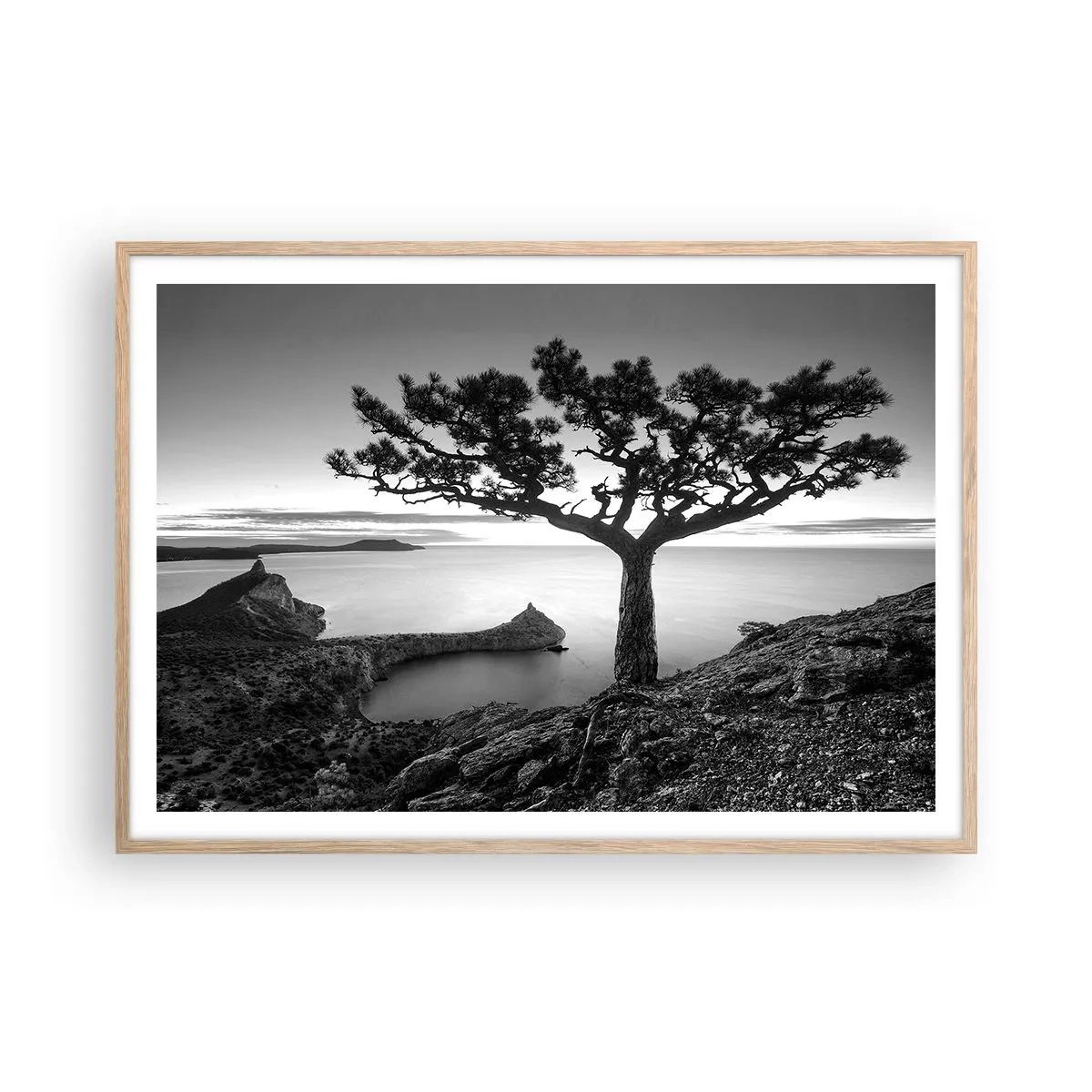 Poster in einem Rahmen aus heller Eiche - Stille bis zum Horizont - 100x70 cm