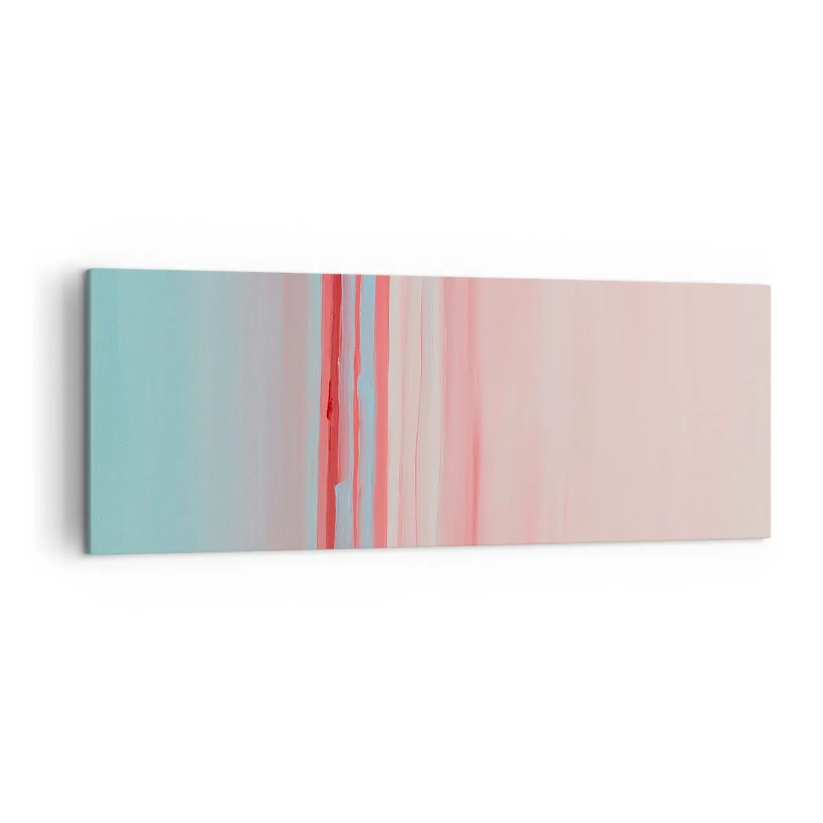 Bild auf Leinwand - Leinwandbild - Pastellfarbene Linien in Rosa- und Blautönen in einer minimalistischen Komposition - 140x50cm - Abstraktion im Morgengrauen - Moderne Wanddekoration für Wohnzimmer und Schlafzimmer ARTTOR