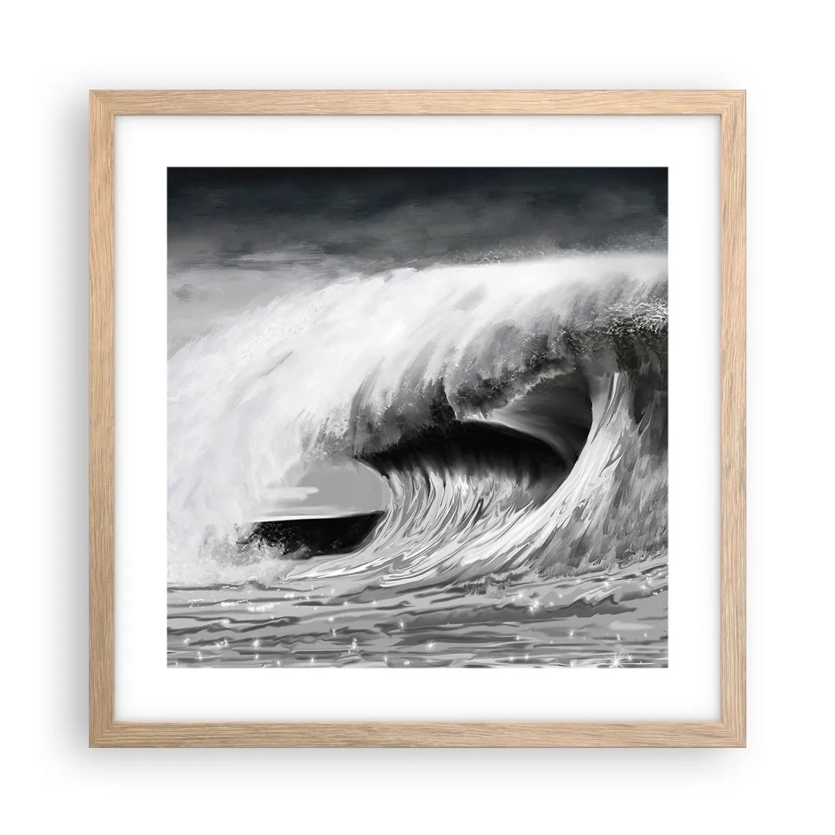 Poster in einem Rahmen aus heller Eiche - Wut des Ozeans - 40x40 cm