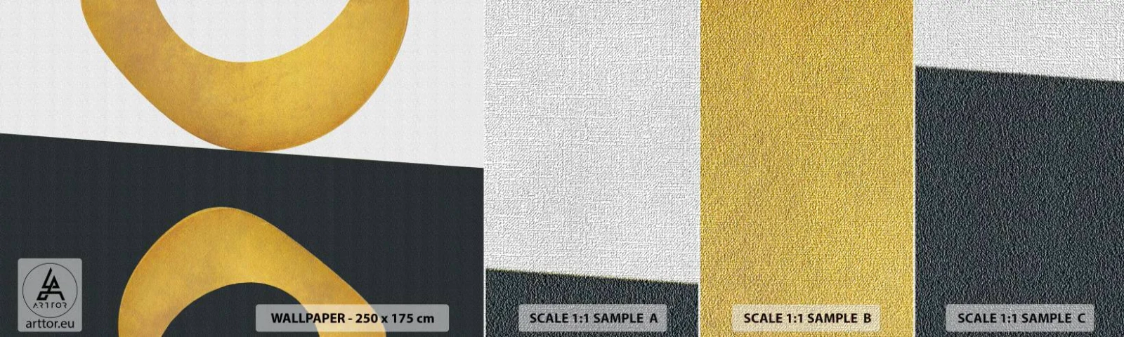 Fototapeten Muster Premium Canvas - Erstens: Gold - Abstraktion, Formen, Räder - 100x30 cm