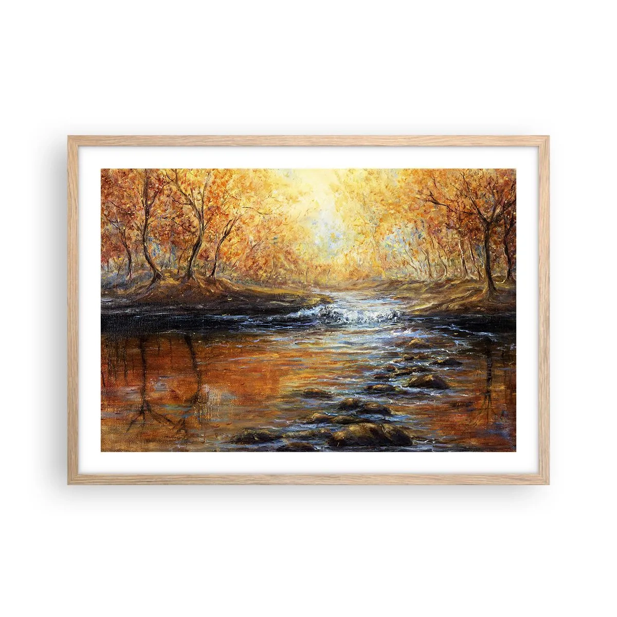 Poster in einem Rahmen aus heller Eiche - Der goldene Strom - 70x50 cm