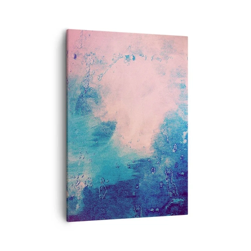 Bild auf Leinwand - Leinwandbild - Abstrakte Textur in Rosa- und Blautönen - 50x70cm - Himmelsblaue Umarmungen - Moderne Wanddekoration für Wohnzimmer und Schlafzimmer ARTTOR