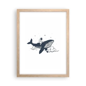 Poster in einem Rahmen aus heller Eiche - Weltraumabenteuer - 30x40 cm