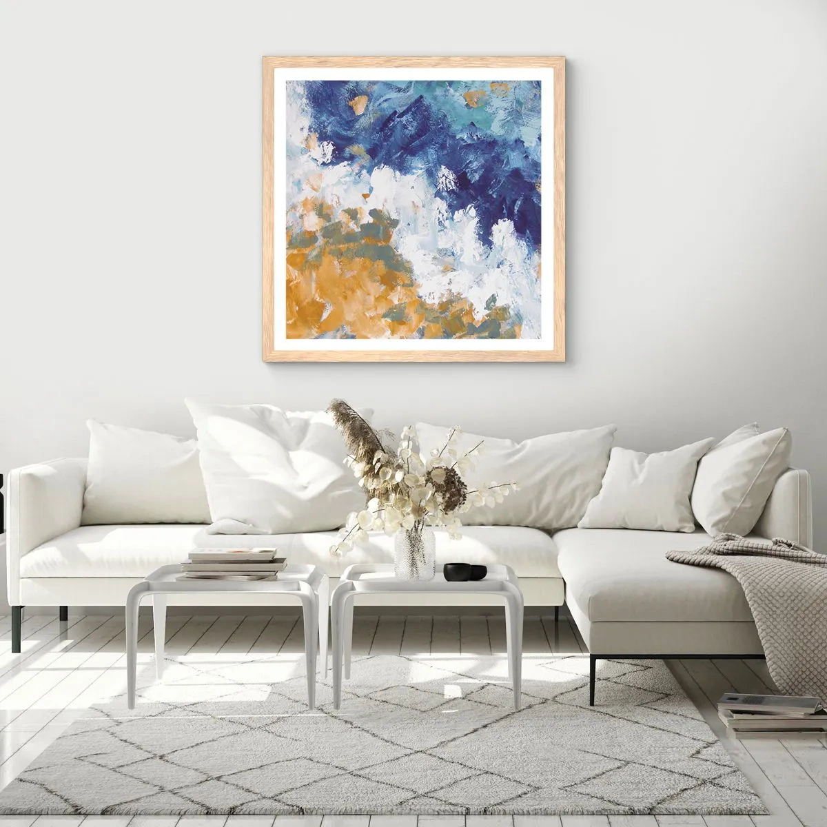 Poster in einem Rahmen aus heller Eiche - Tanz der Naturelemente - 50x50 cm