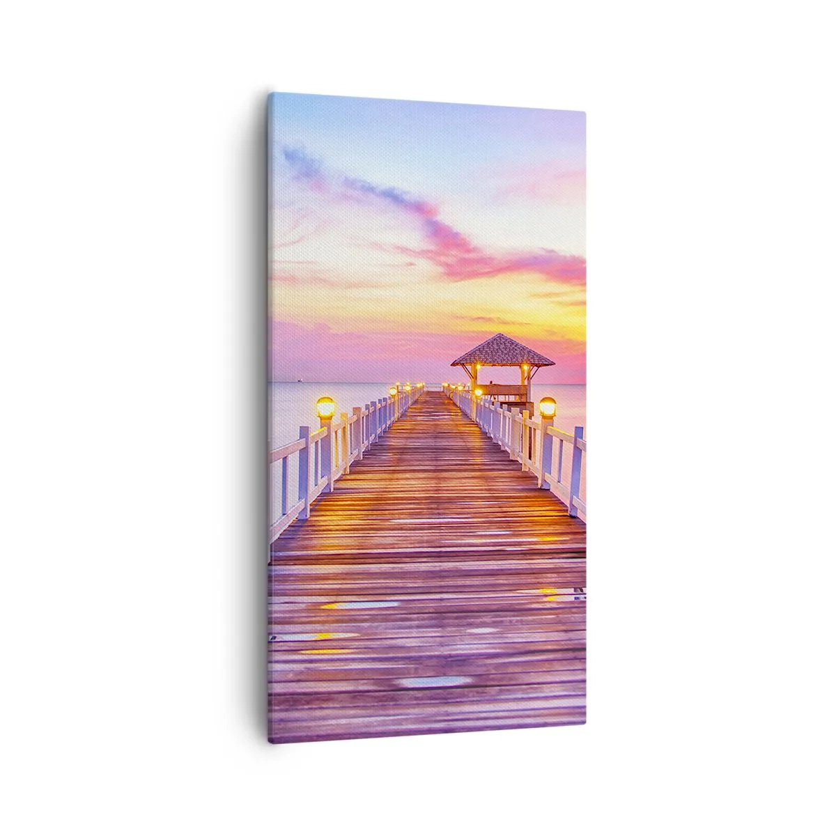 Bild auf Leinwand - Leinwandbild - Die lila-goldene Stille des Abends - 55x100 cm