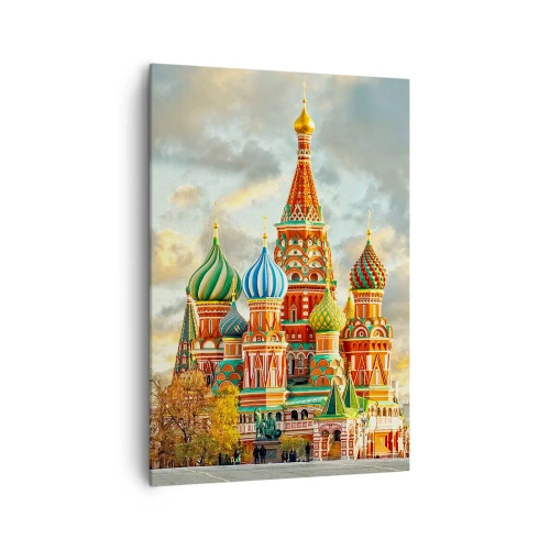 Bild auf Leinwand - Leinwandbild - Eine farbenfrohe Kathedrale mit charakteristischen Kuppeln - 70x100cm - Selbst Disney würde nicht darauf kommen - Moderne Wanddekoration für Wohnzimmer und Schlafzimmer ARTTOR