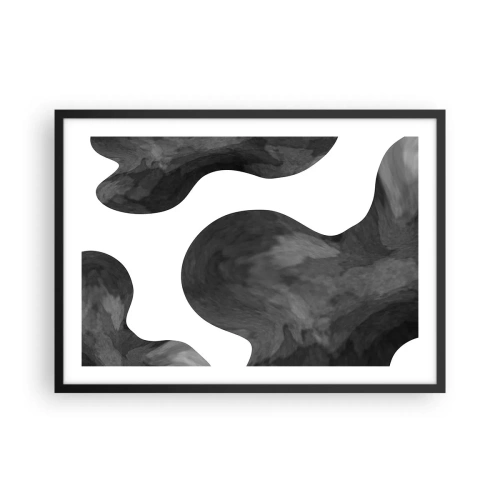 Poster in einem schwarzem Rahmen - Abstraktes Muster in Grau- und Weißtönen - 70x50cm - Milchstraße - Moderne Wanddekoration für Wohnzimmer und Schlafzimmer ARTTOR