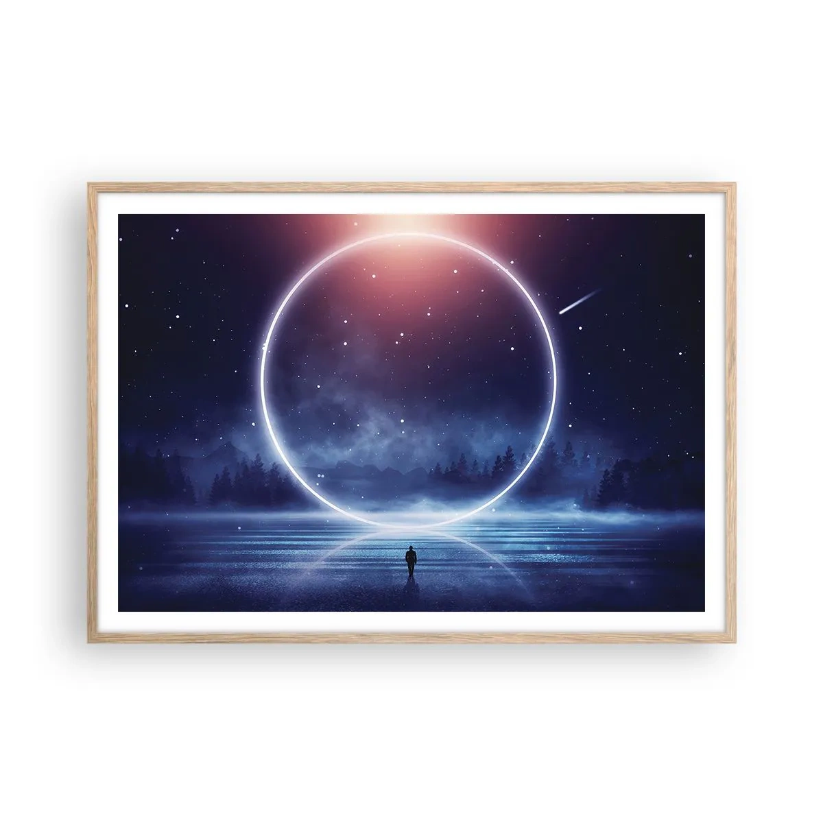 Poster in einem Rahmen aus heller Eiche - Sie sind schon da ... - 100x70 cm