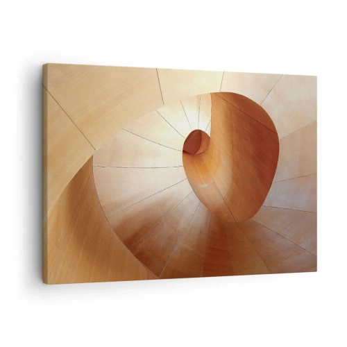 Bild auf Leinwand - Leinwandbild - Abstrakte Spirale in Holz- und Hellbrauntönen - 70x50cm - Architektonische Serpentine - Moderne Wanddekoration für Wohnzimmer und Schlafzimmer ARTTOR