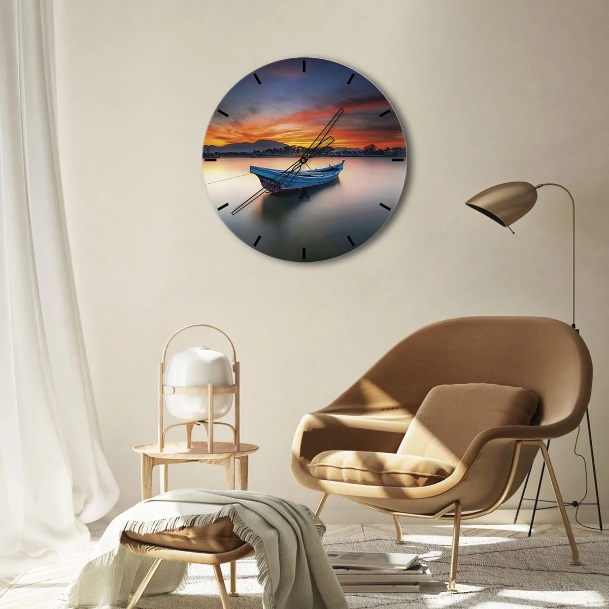 Wanduhr - Glasuhr - Eine gute Nacht kommt - 40x40 cm