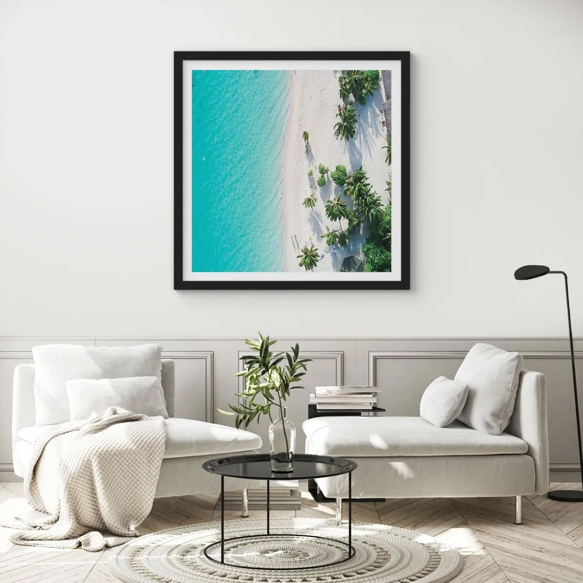 Poster in einem schwarzem Rahmen - Urlaub im Paradies - 40x40 cm