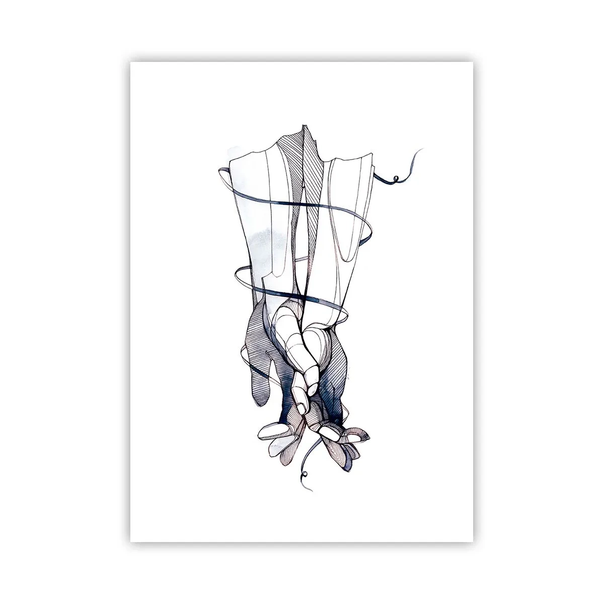 Poster - Künstlerische Hände mit zarten Blumen und Linien - 50x70cm - Touch-Studie - Moderne Wanddekoration für Wohnzimmer und Schlafzimmer ARTTOR