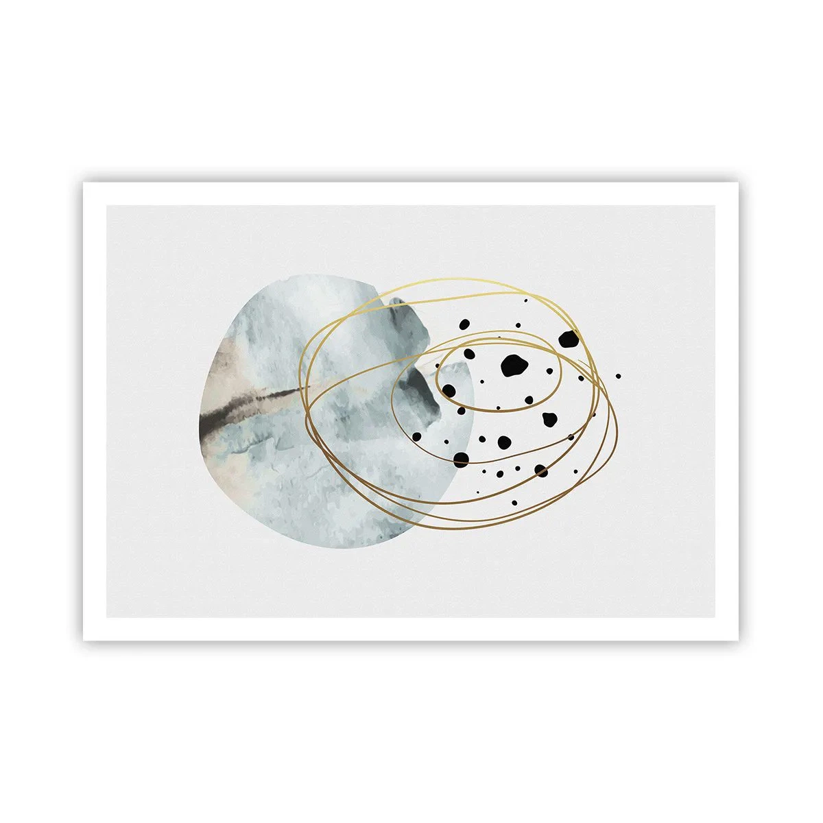 Poster - Minimalistische Abstraktion mit geometrischem Muster und goldenen Linien - 100x70cm - Vom Weltraum umarmt - Moderne Wanddekoration für Wohnzimmer und Schlafzimmer ARTTOR