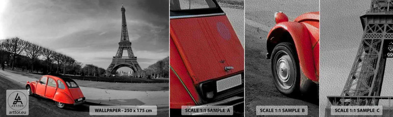 Fototapeten Muster Premium Sand - Pariser als Paris selbst - Stadt, Eiffelturm, Paris - 100x30 cm