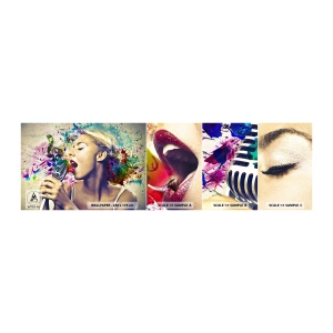 Fototapetenmuster Standard Eco - Malen Sie die Welt mit Ihrer Stimme - Frau, Musik, 3D - 100x30 cm