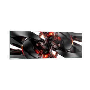 Glasbild - Bild auf glas - Uhrwerk in Graphit und Rot - 90x30 cm