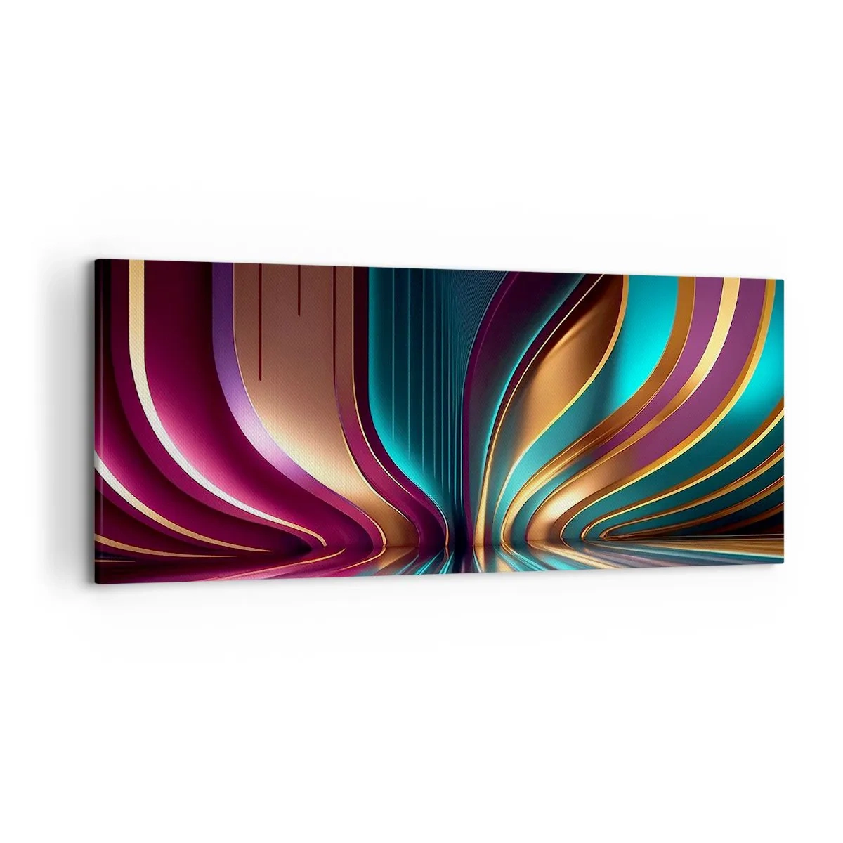 Bild auf Leinwand - Leinwandbild - Futuristische Abstraktion mit intensiven Farben und Kurven - 120x50cm - Architektur des Lichts - Moderne Wanddekoration für Wohnzimmer und Schlafzimmer ARTTOR