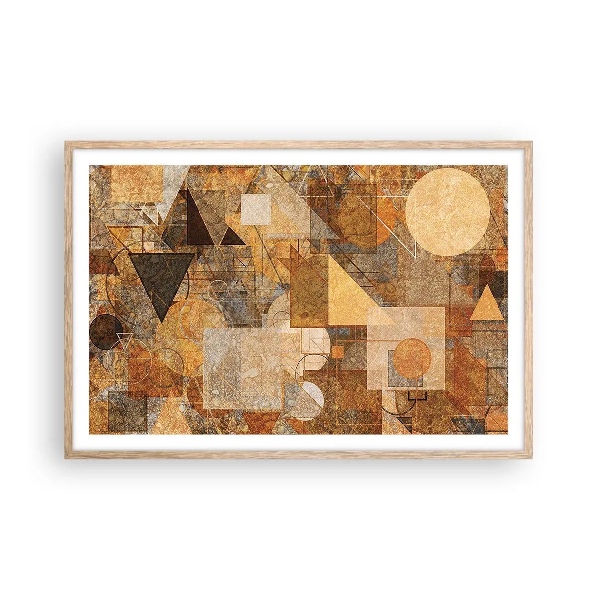 Poster in einem Rahmen aus heller Eiche - Eine kubistische Studie aus Bronze - 91x61 cm