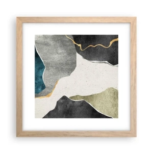 Poster in einem Rahmen aus heller Eiche - Mosaikkomposition mit Goldfaden - 30x30 cm