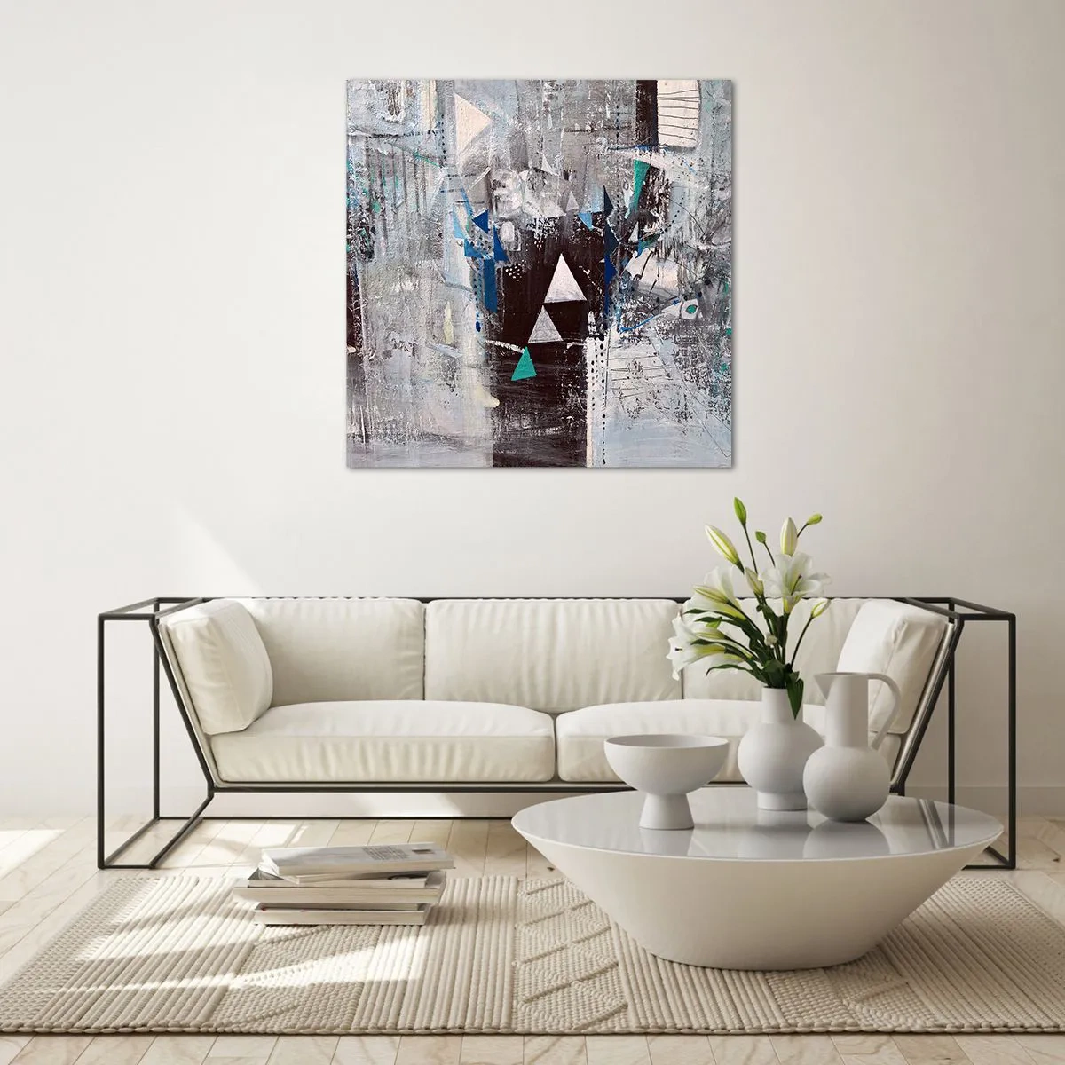 Glasbild - Bild auf glas - Überschreibende Reihenfolge der Dreiecke - 30x30 cm