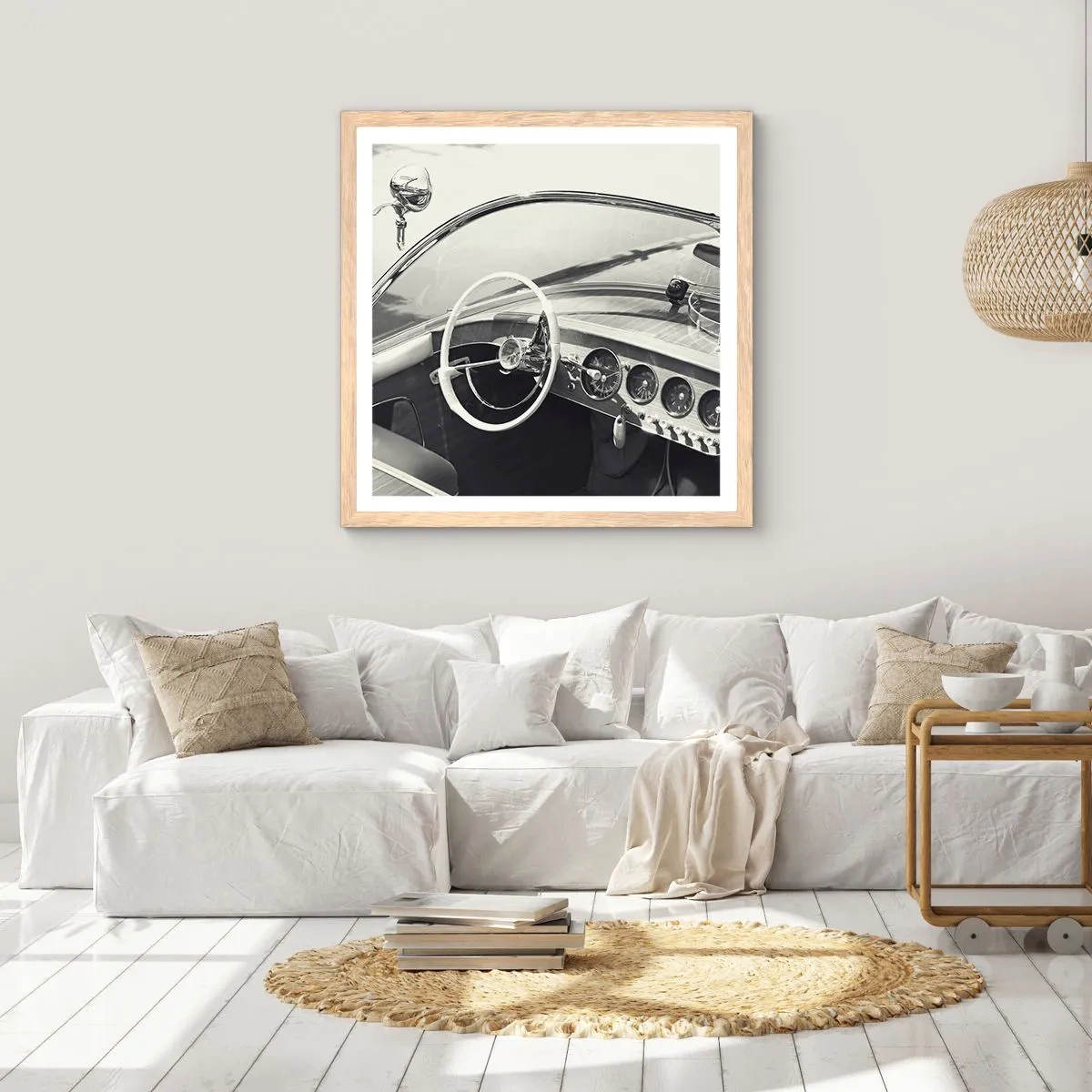 Poster in einem Rahmen aus heller Eiche - Wetter für die Reichen - 60x60 cm