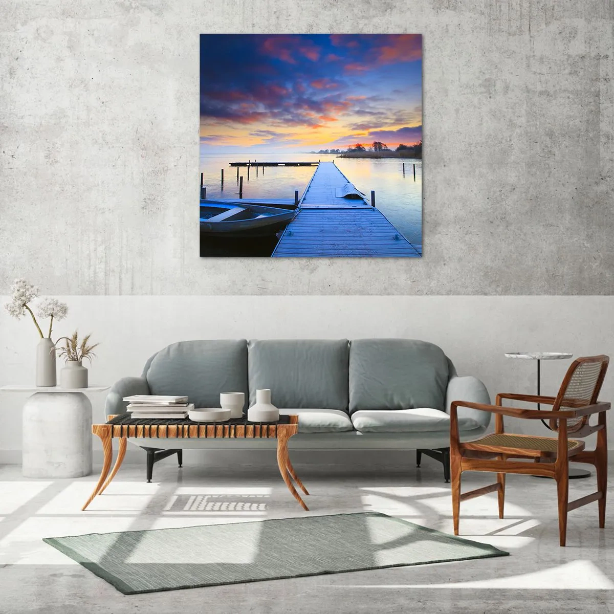 Glasbild - Bild auf glas - Violett-goldene Ruhe - 70x70 cm