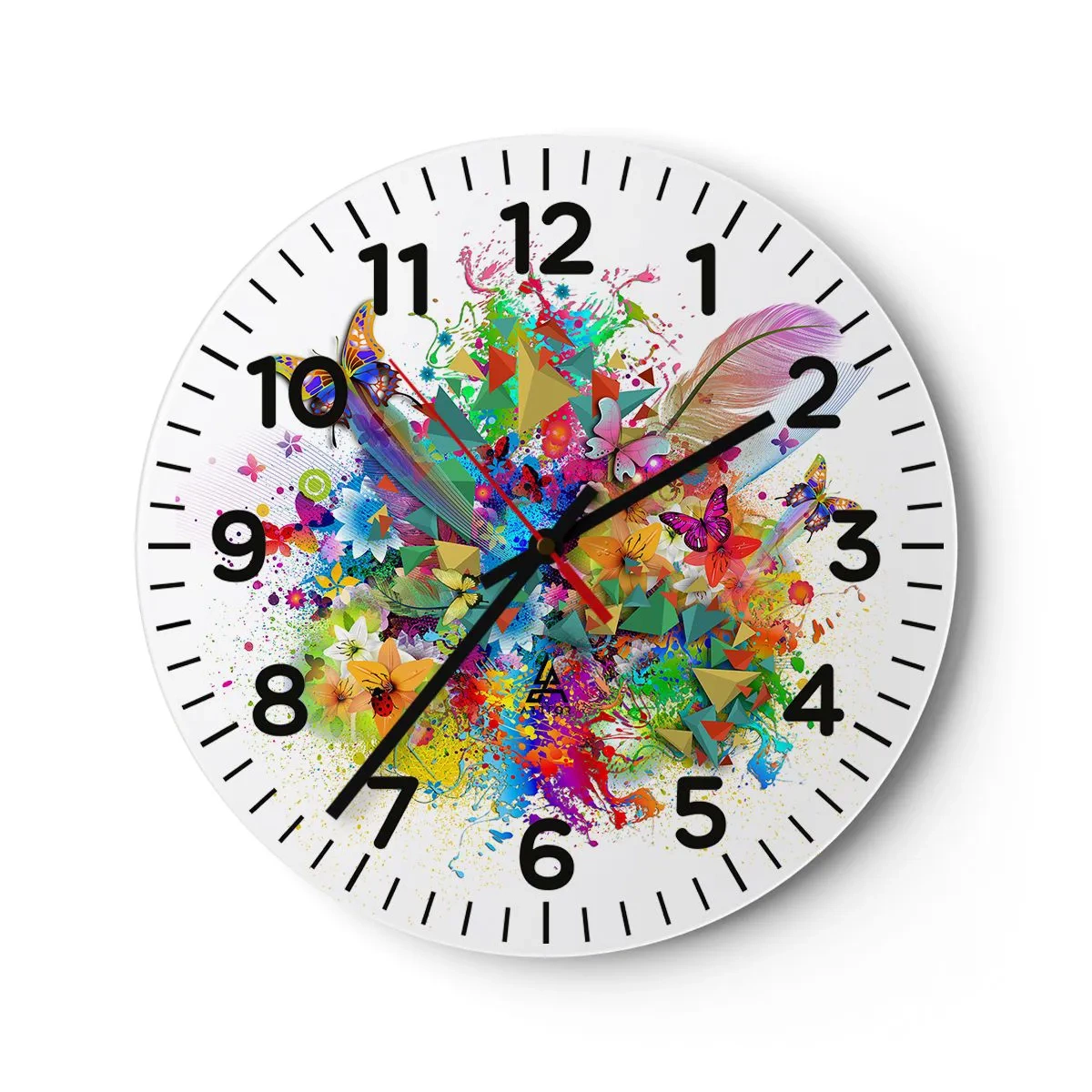 Wanduhr - Glasuhr - Ein Strauß Freude - 40x40 cm