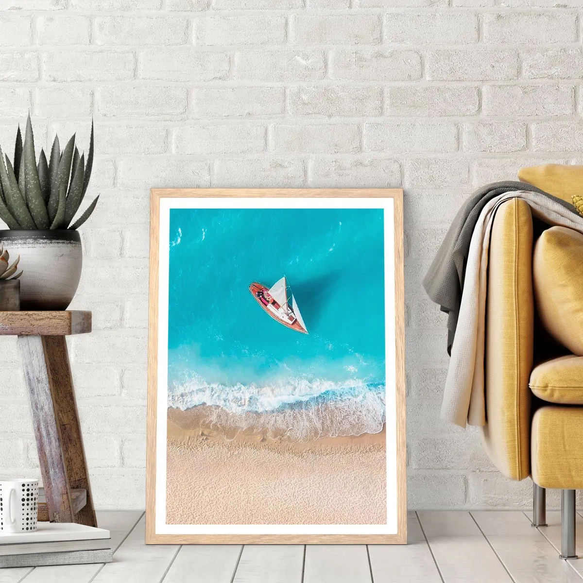 Poster in einem Rahmen aus heller Eiche - An der Grenze von Blau und Gold - 61x91 cm