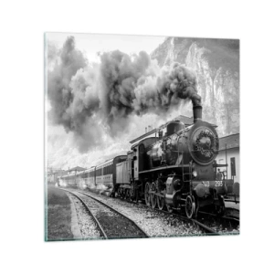 Glasbild - Bild auf glas - Steht am Bahnhof ... - 30x30 cm