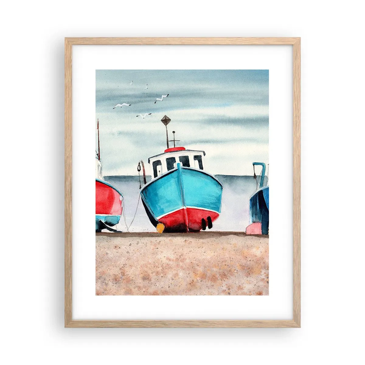 Poster in einem Rahmen aus heller Eiche - Bereit zum Fang - 40x50 cm