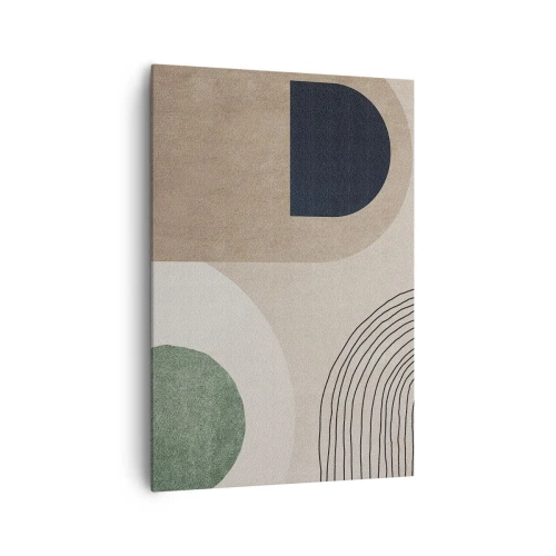 Bild auf Leinwand - Leinwandbild - Geometrische Formen in Beige- und Grüntönen - 70x100cm - Sanftheit des Ovals - Moderne Wanddekoration für Wohnzimmer und Schlafzimmer ARTTOR