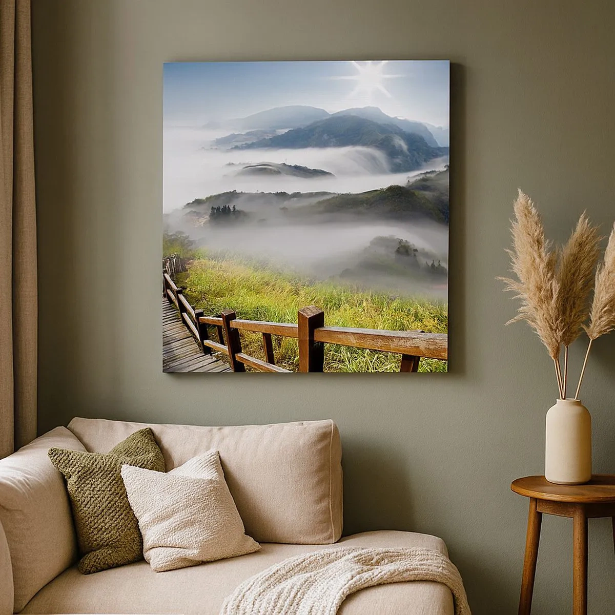 Bild auf Leinwand - Leinwandbild - Gewebt aus Lichtschein und Nebel - 30x30 cm