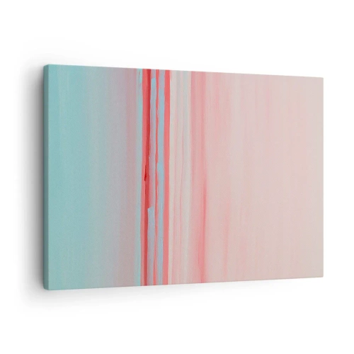 Bild auf Leinwand - Leinwandbild - Pastellfarbene Linien in Rosa- und Blautönen in einer minimalistischen Komposition - 70x50cm - Abstraktion im Morgengrauen - Moderne Wanddekoration für Wohnzimmer und Schlafzimmer ARTTOR