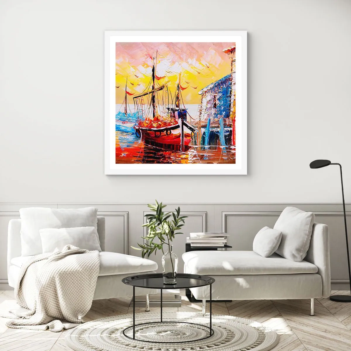 Poster in einem weißen Rahmen - Glückliche Rückkehr - 40x40 cm