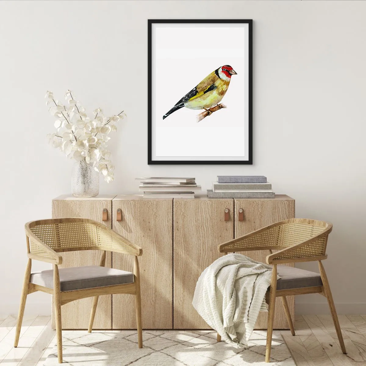 Poster in einem schwarzem Rahmen - Vogelporträt - 40x50 cm