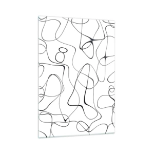 Glasbild - Bild auf glas - Abstrakte schwarze Linien auf weißem Hintergrund - 50x70cm - Lebenswege, Wechselfälle - Moderne Wanddekoration für Wohnzimmer und Schlafzimmer ARTTOR