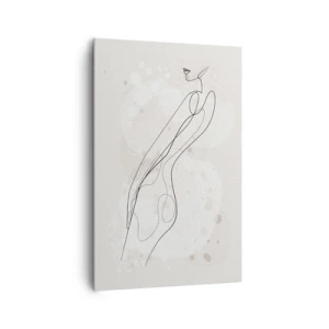 Bild auf Leinwand - Leinwandbild - Eine subtile Silhouettenskizze im minimalistischen Stil - 80x120cm - Der Blick schweift - Moderne Wanddekoration für Wohnzimmer und Schlafzimmer ARTTOR