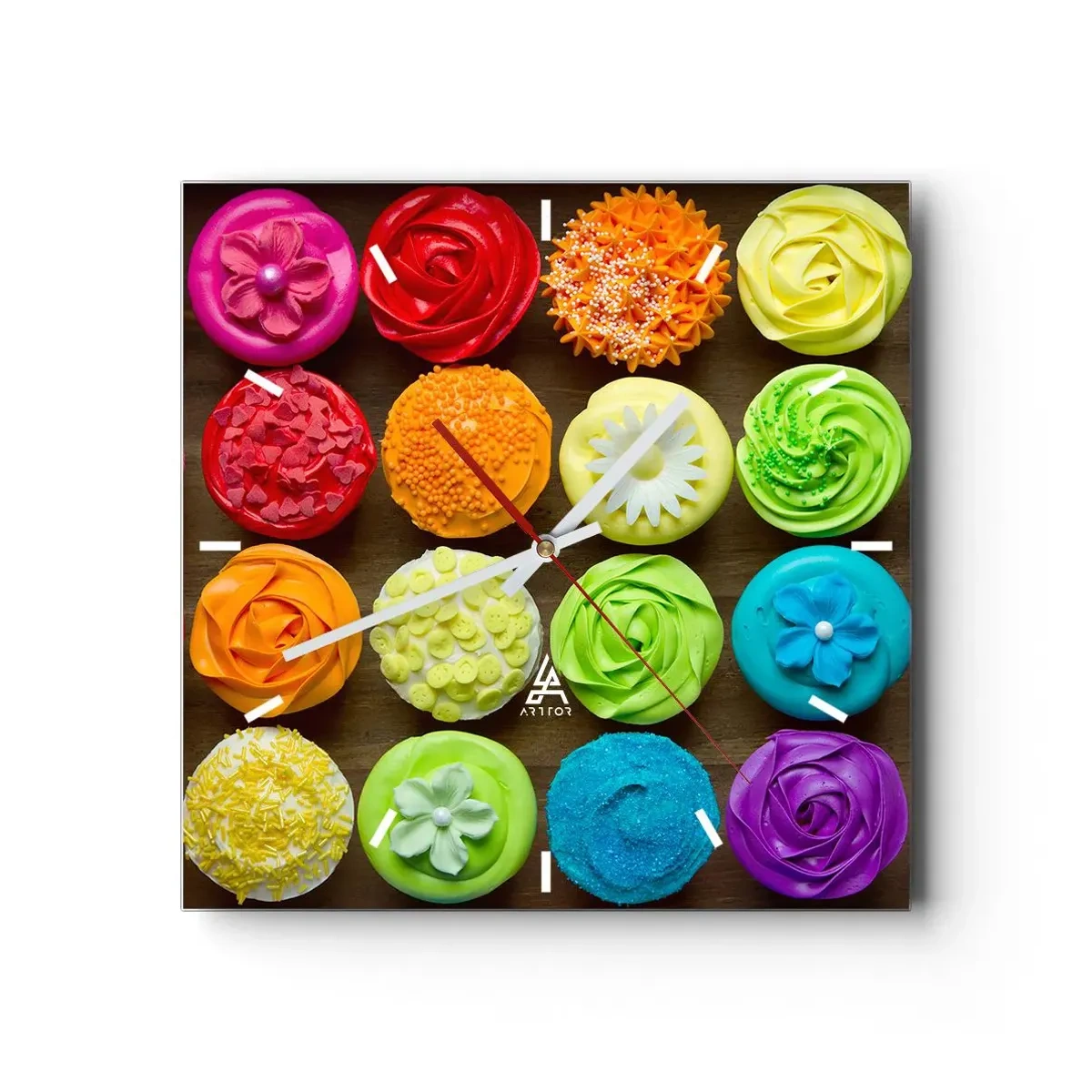 Wanduhr - Glasuhr - Alles andere - alles lecker - 40x40 cm