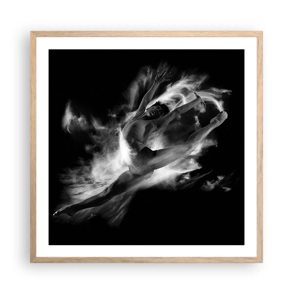 Poster in einem Rahmen aus heller Eiche - Im Flug hängen geblieben - 60x60 cm