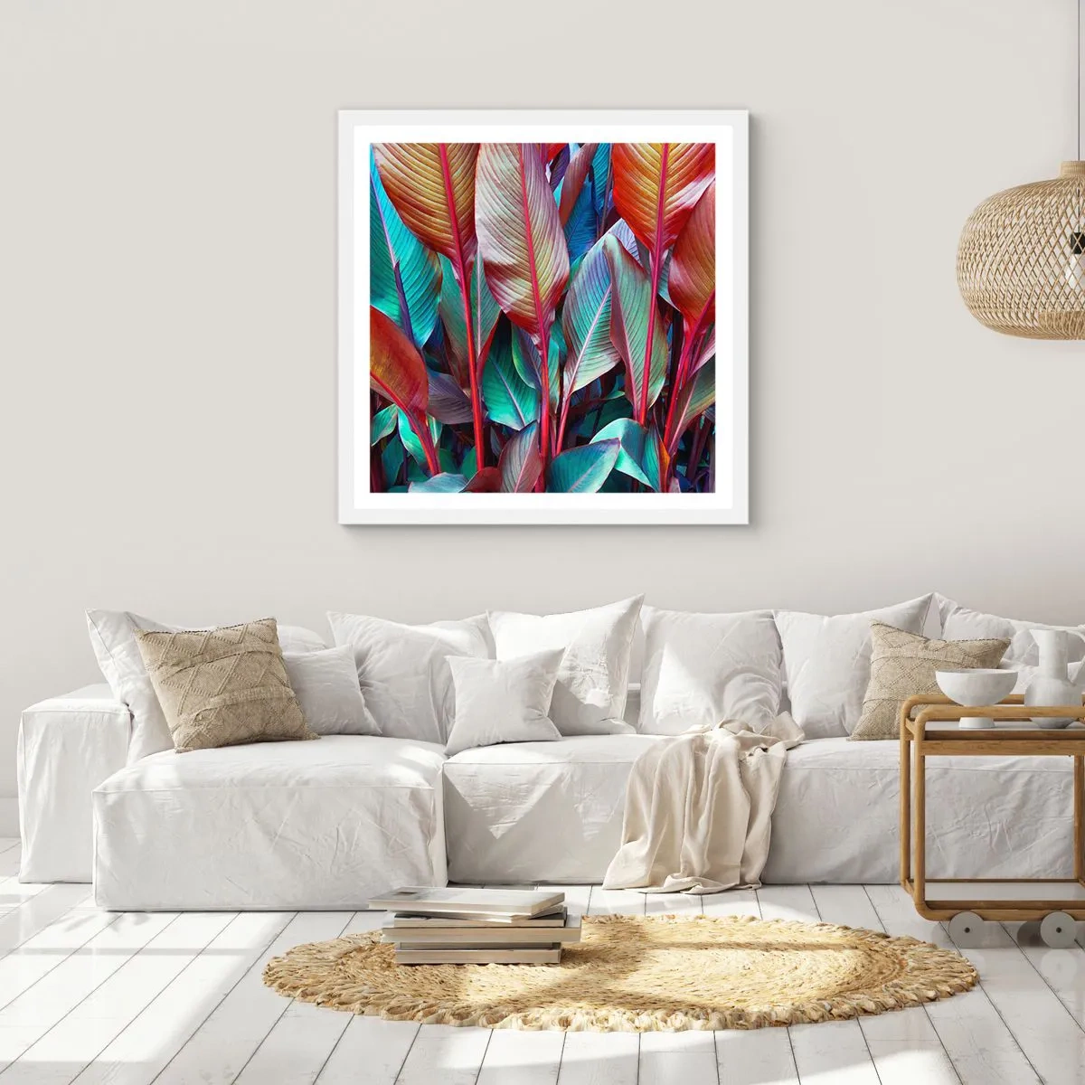 Poster in einem weißen Rahmen - Buntes Dickicht - 30x30 cm