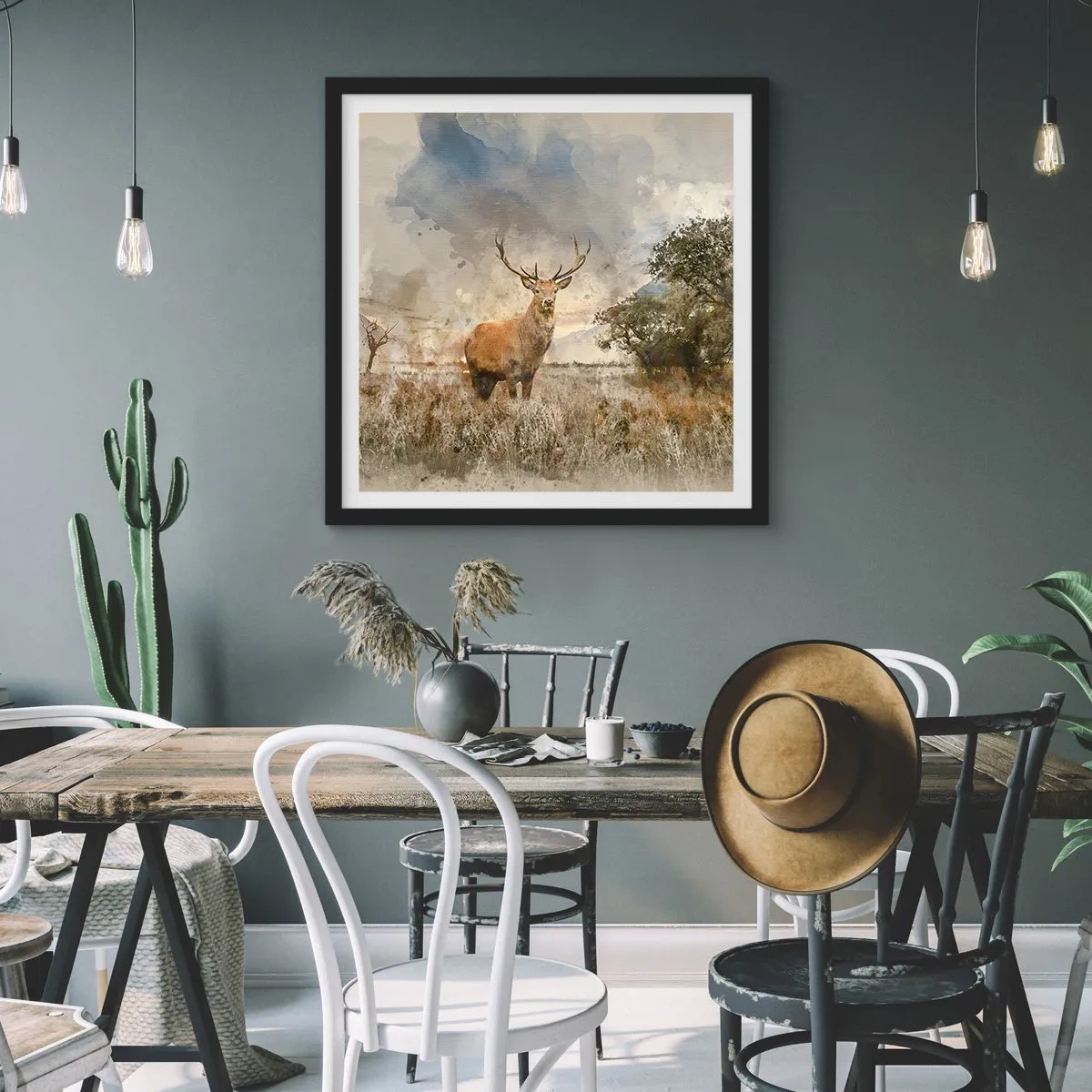 Poster in einem schwarzem Rahmen - Würde – Stärke – Würde - 50x50 cm