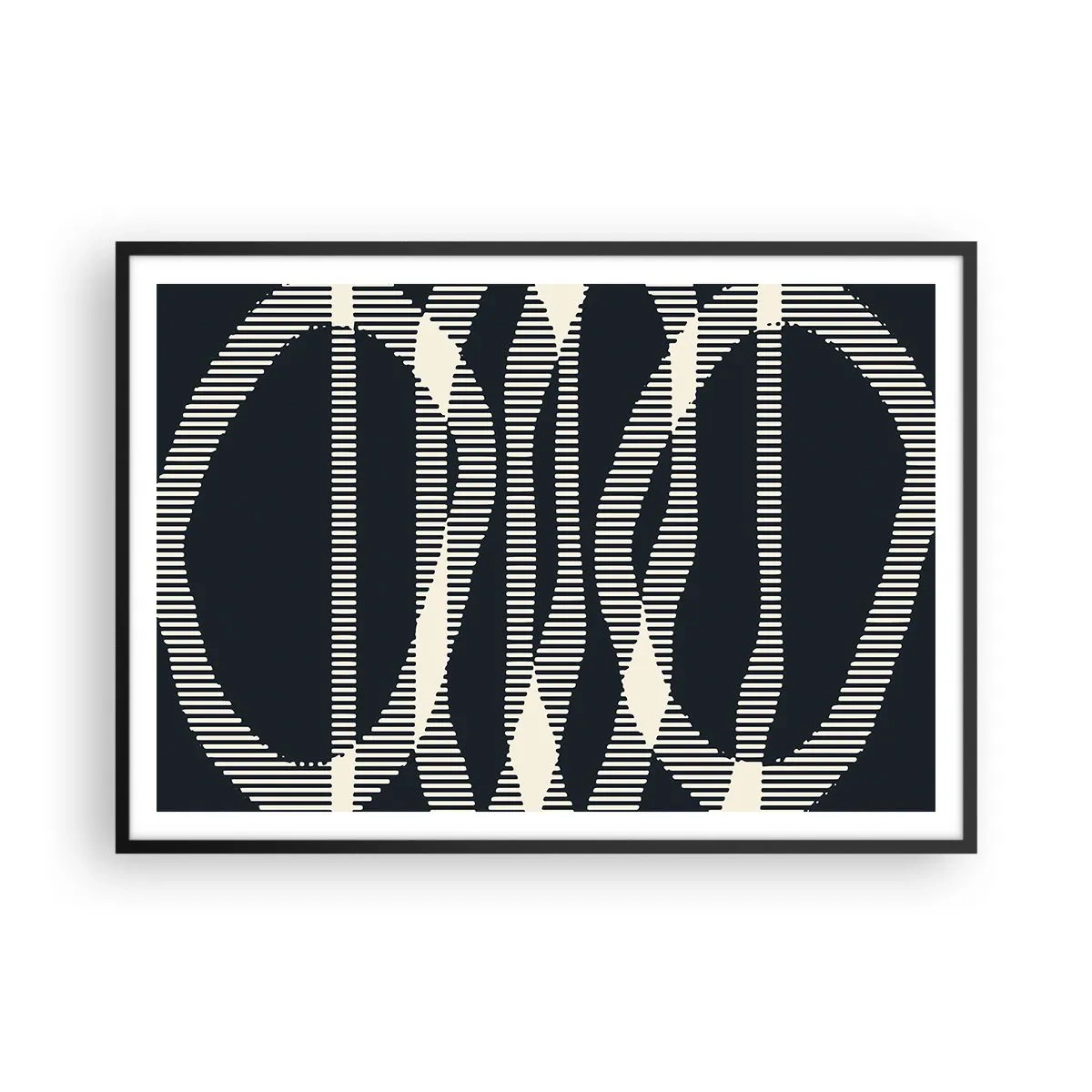 Poster in einem schwarzem Rahmen - Geometrische Linien in hellen Farbtönen auf dunklem Hintergrund - 100x70cm - Ein Versuch, die Dunkelheit zu durchbrechen - Moderne Wanddekoration für Wohnzimmer und Schlafzimmer ARTTOR