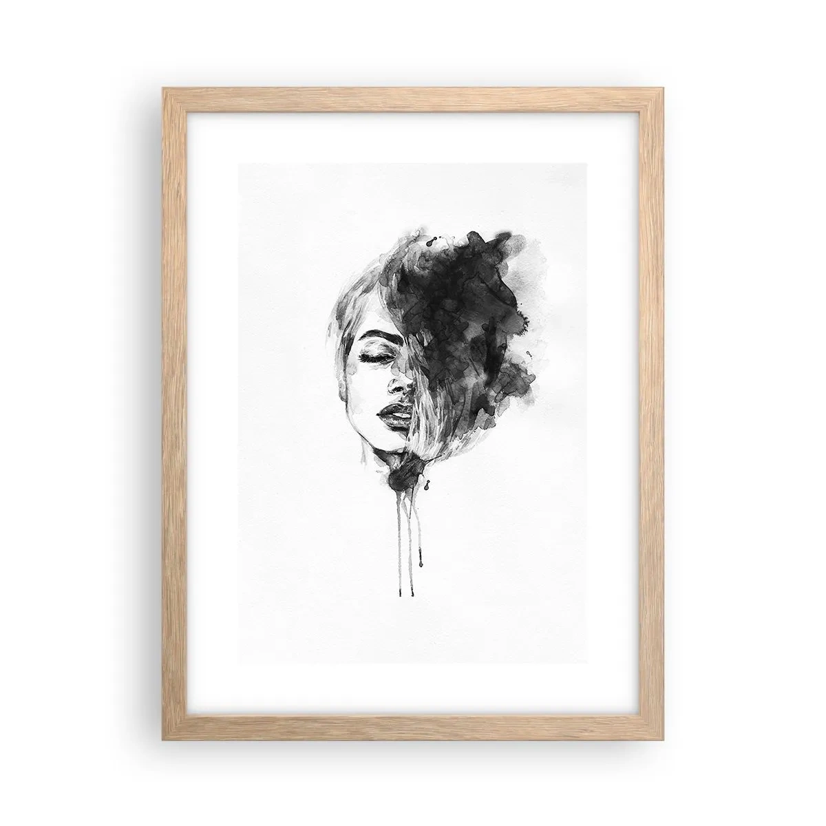 Poster in einem Rahmen aus heller Eiche - Wovon träumt das Mädchen - 30x40 cm